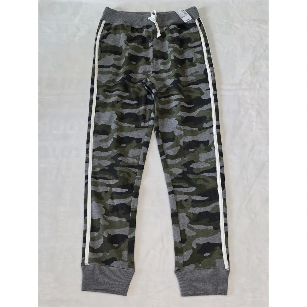 The children's place boys size XL 14 fleece Gray Green camo jogger active pants